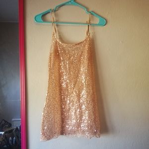 3 for $15 Stunning sheer sequined tan tank
